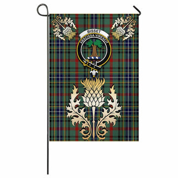 Bisset Tartan Garden Flag with Golden Regal Scottish Thistle Emblem - Tartan Vibes Clothing