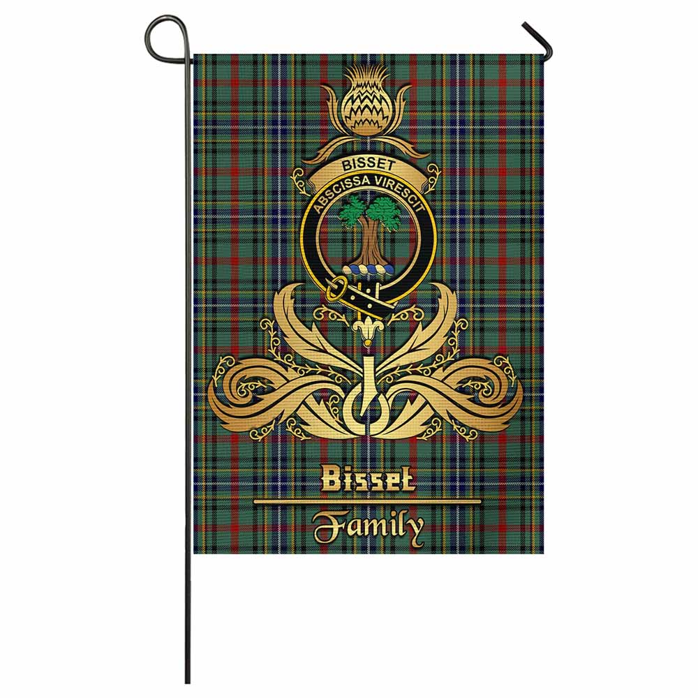 Bisset Tartan Garden Flag with Highland Thistle Cherish Family Crest Style - Tartan Vibes Clothing