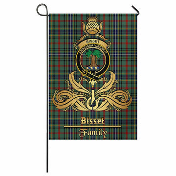 Bisset Tartan Garden Flag with Highland Thistle Cherish Family Crest Style