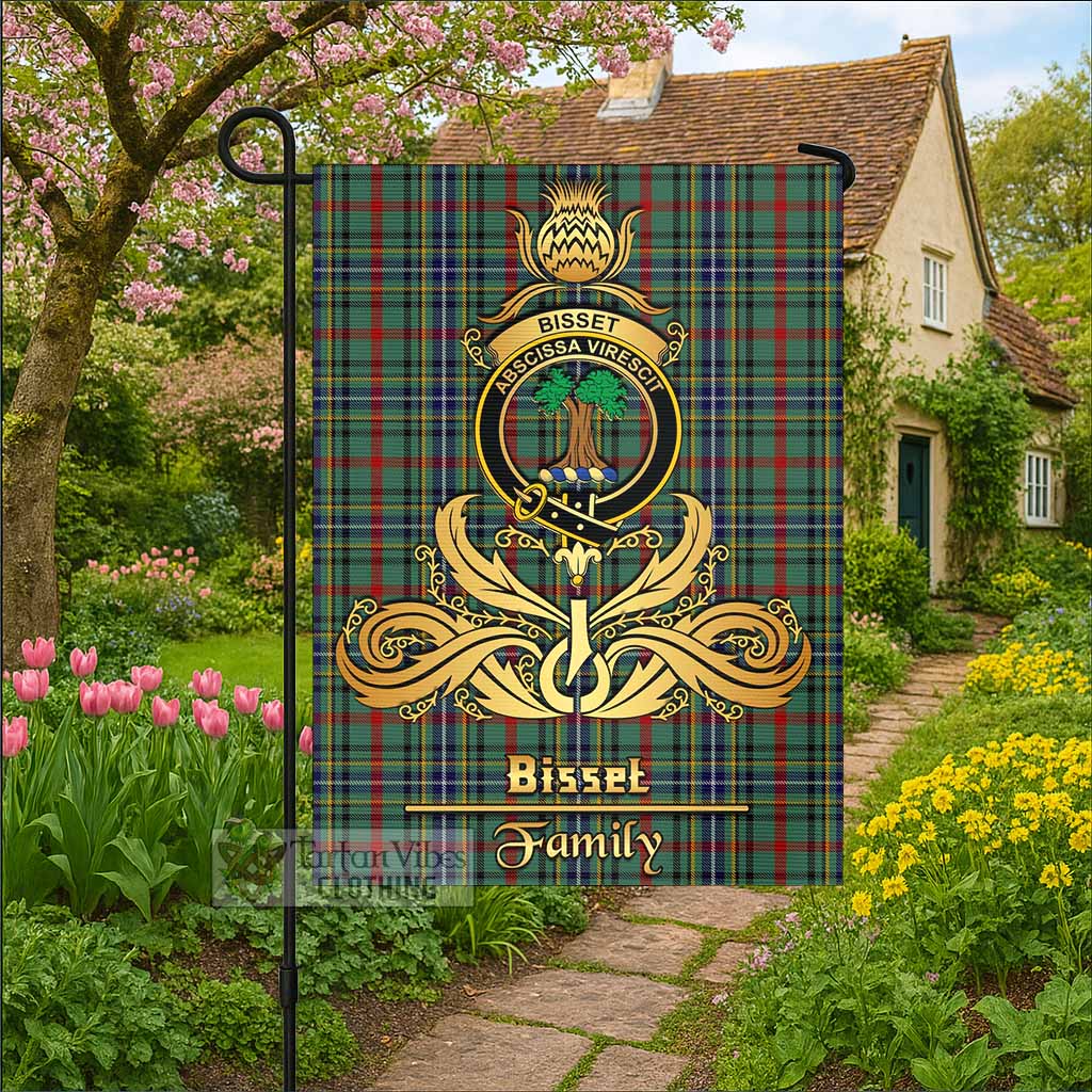 Bisset Tartan Garden Flag with Highland Thistle Cherish Family Crest Style - Tartan Vibes Clothing