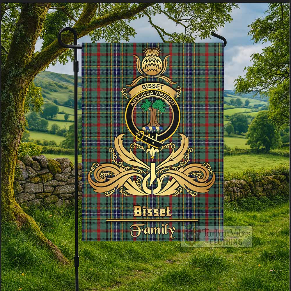 Bisset Tartan Garden Flag with Highland Thistle Cherish Family Crest Style - Tartan Vibes Clothing