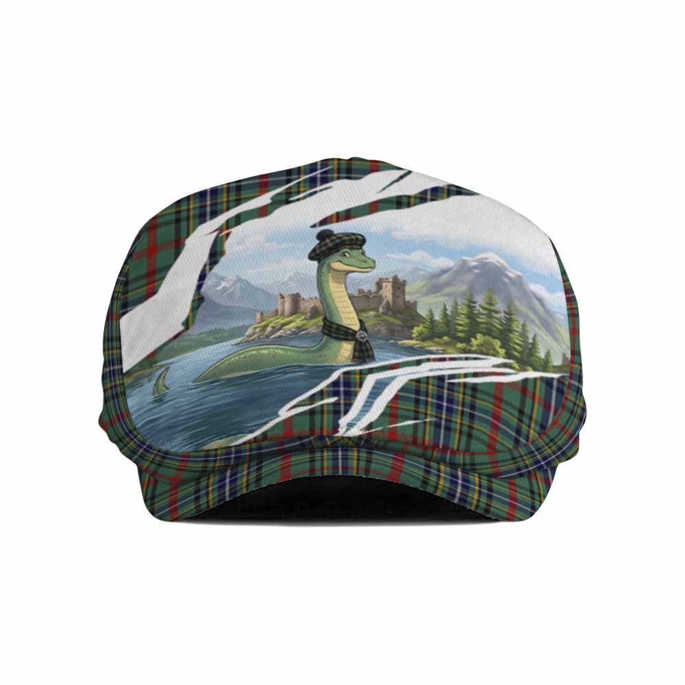 Bisset Tartan Loch Ness Monster Scottish Heritage Art Flat Cap, Jeff Cap