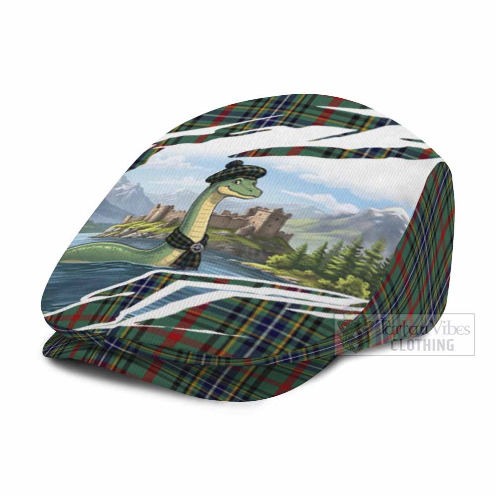 Bisset Tartan Loch Ness Monster Scottish Heritage Art Flat Cap, Jeff Cap