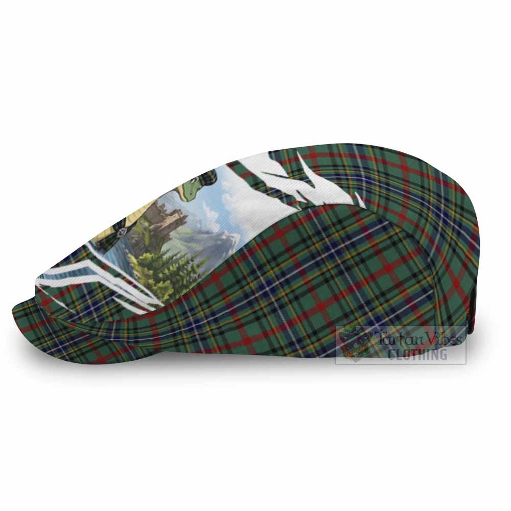 Bisset Tartan Loch Ness Monster Scottish Heritage Art Flat Cap, Jeff Cap