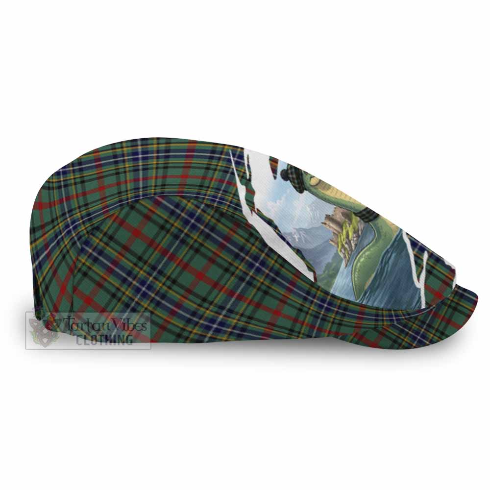 Bisset Tartan Loch Ness Monster Scottish Heritage Art Flat Cap, Jeff Cap