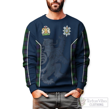 Black Watch Tartan Sweater with Family Crest and Lion Rampant Vibes Sport Style