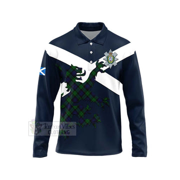 Black Watch Tartan Lion Rampant Long Sleeve Polo Shirt Proudly Display Your Heritage with Alba Gu Brath and Clan Name Unisex - Tartan Vibes Clothing