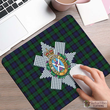 Black Watch Tartan Mouse Pad with Family Crest