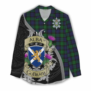 Black Watch Tartan Family Crest Women's Casual Shirt Lion Rampant Royal Thistle Shield Celtic Inspired