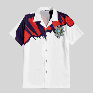 Black Watch Clan Crest Hawaiian Shirt with Retro Sport Style
