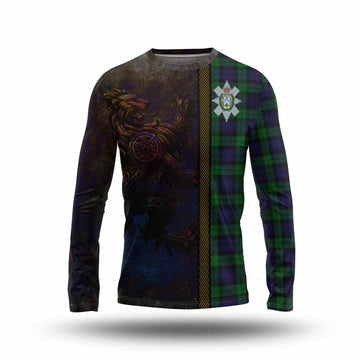 Black Watch Tartan Family Crest Long Sleeve T-Shirt Alba Gu Brath Be Brave Lion Ancient Style
