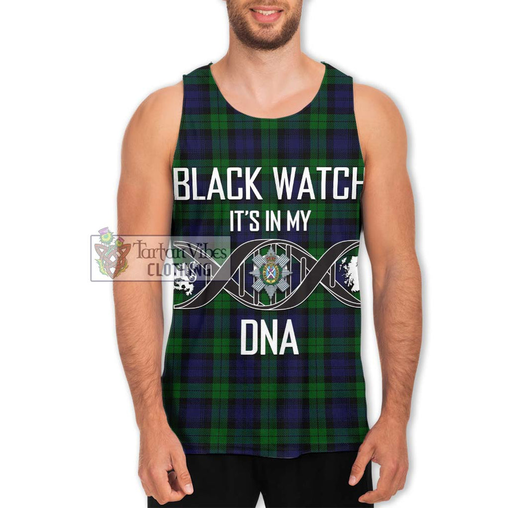 Black Watch Tartan Men's Tank Top with Family Crest DNA In Me Style Men - Tartanvibesclothing Shop
