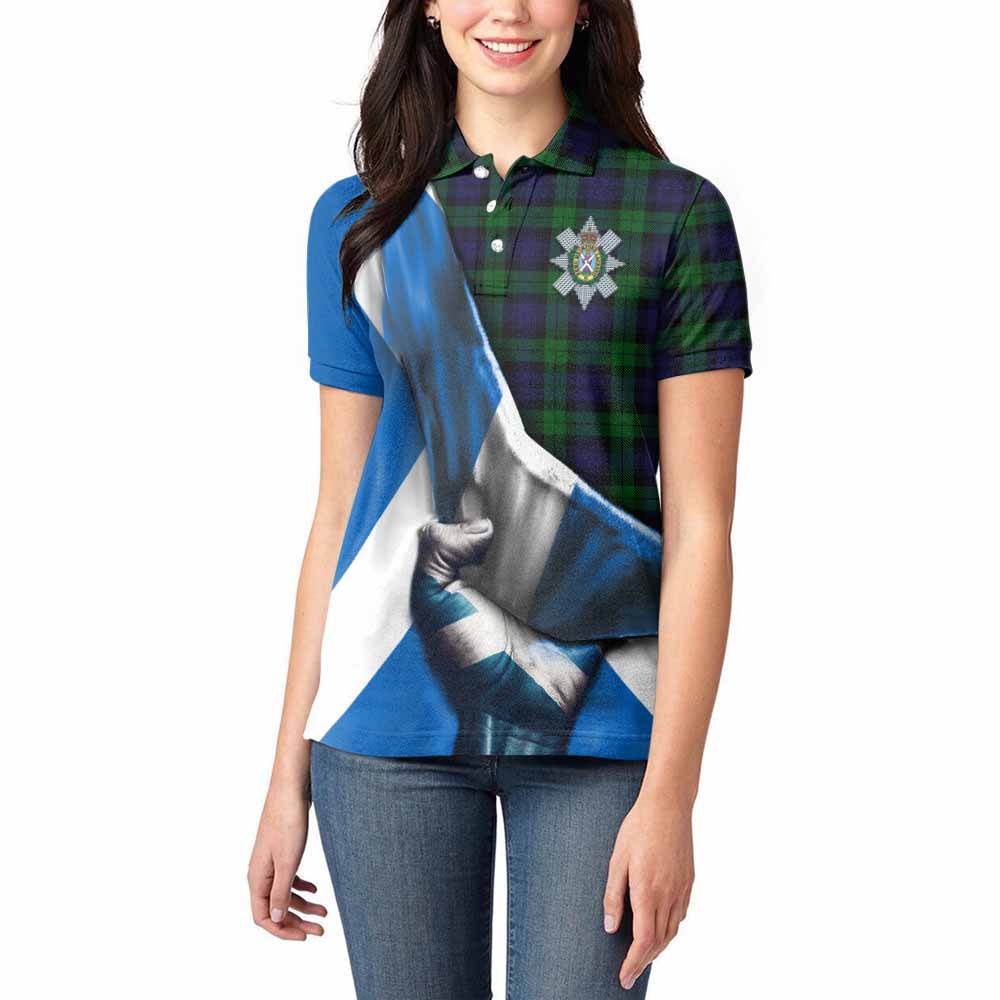 Tartan Vibes Clothing Black Watch Tartan Women's Polo Shirt with Family Crest Scotland Patriotic Style