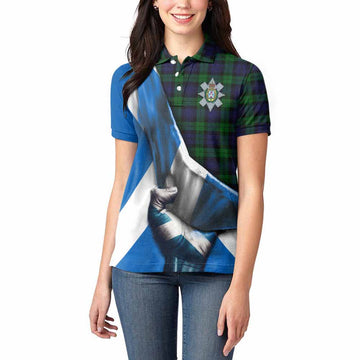 Tartan Vibes Clothing Black Watch Tartan Women's Polo Shirt with Family Crest Scotland Patriotic Style