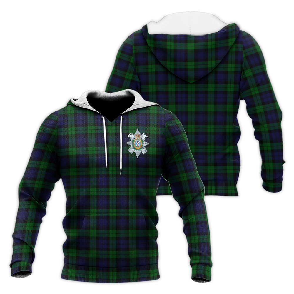 Black Watch Tartan Knitted Hoodie with Family Crest Unisex Knitted Hoodie - Tartanvibesclothing