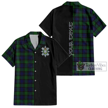 Black Watch Tartan Hawaiian Shirt with Family Crest and Half Of Me Style