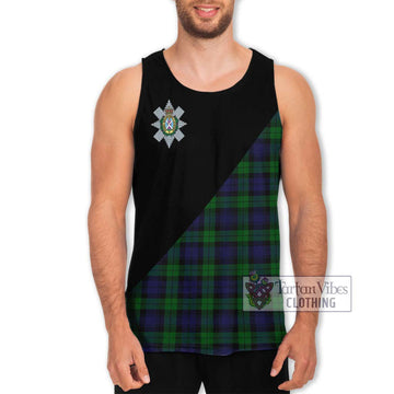 Black Watch Tartan Men's Tank Top with Family Crest and Military Logo Style Men - Tartanvibesclothing Shop