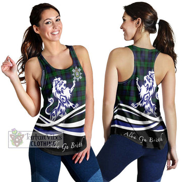 Black Watch Tartan Women's Racerback Tanks with Alba Gu Brath Regal Lion Emblem 4XL - Tartanvibesclothing Shop