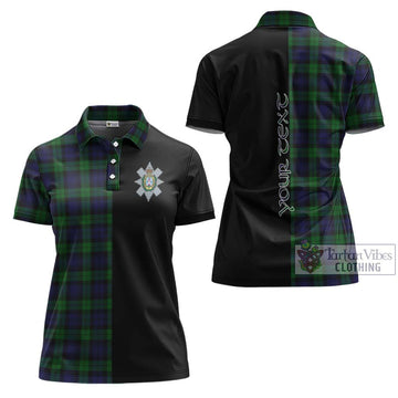 Black Watch Tartan Women's Polo Shirt with Family Crest and Half Of Me Style Women - Tartanvibesclothing Shop