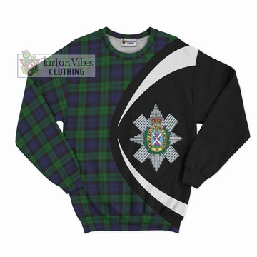 Black Watch Tartan Sweatshirt with Family Crest Circle Style Unisex - Tartan Vibes Clothing