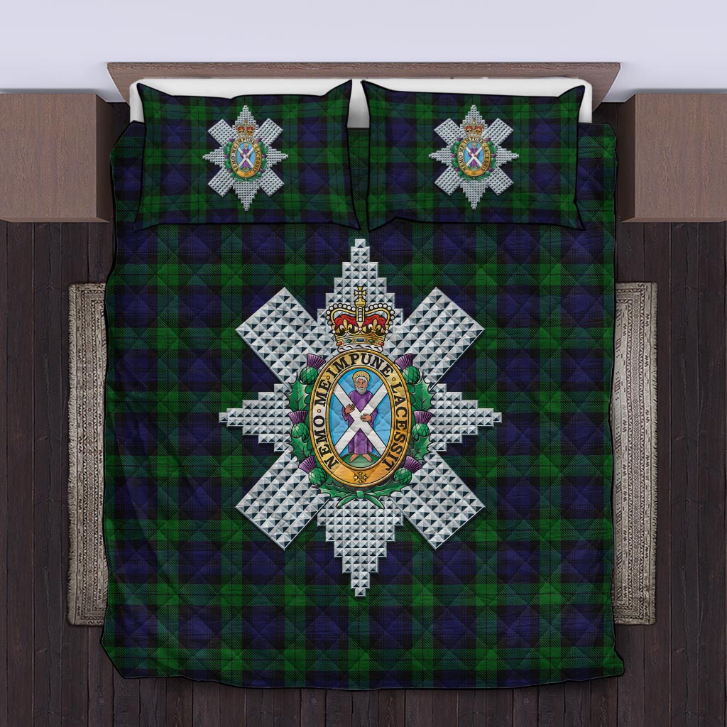 Black Watch Tartan Quilt Bed Set with Family Crest Twin - Tartan Vibes Clothing