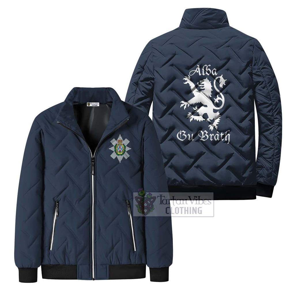 Black Watch Family Crest Padded Cotton Jacket Lion Rampant Alba Gu Brath Style Unisex - 2D-tartanvibesclothing