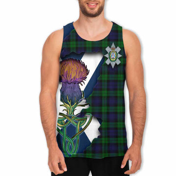 Tartan Vibes Clothing Black Watch Tartan Family Crest Men's Tank Top Scottish Thistle Celtic Inspired