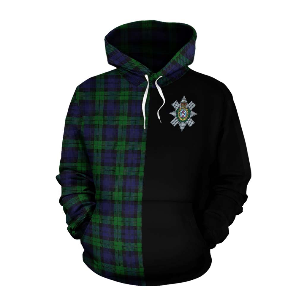 Tartan Vibes Clothing Black Watch Tartan Cotton Hoodie with Family Crest and Half Of Me Style