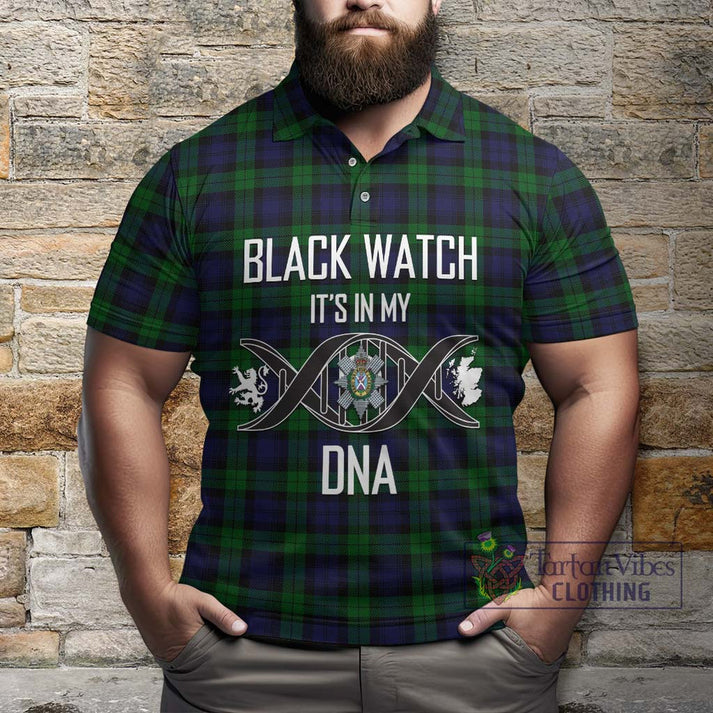 Black Watch Tartan Polo Shirt with Family Crest DNA In Me