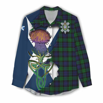 Tartan Vibes Clothing Black Watch Tartan Family Crest Women's Casual Shirt Scottish Thistle Celtic Inspired
