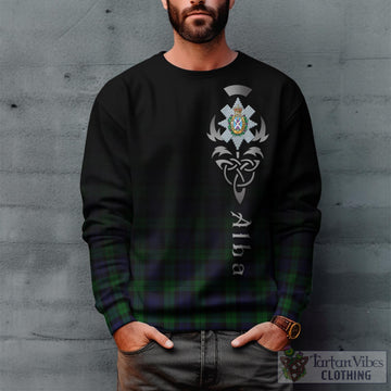 Black Watch Tartan Sweatshirt Featuring Alba Gu Brath Family Crest Celtic Inspired