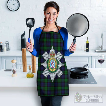 Black Watch Tartan Apron with Family Crest Black S 38x47 cm - Tartan Vibes Clothing