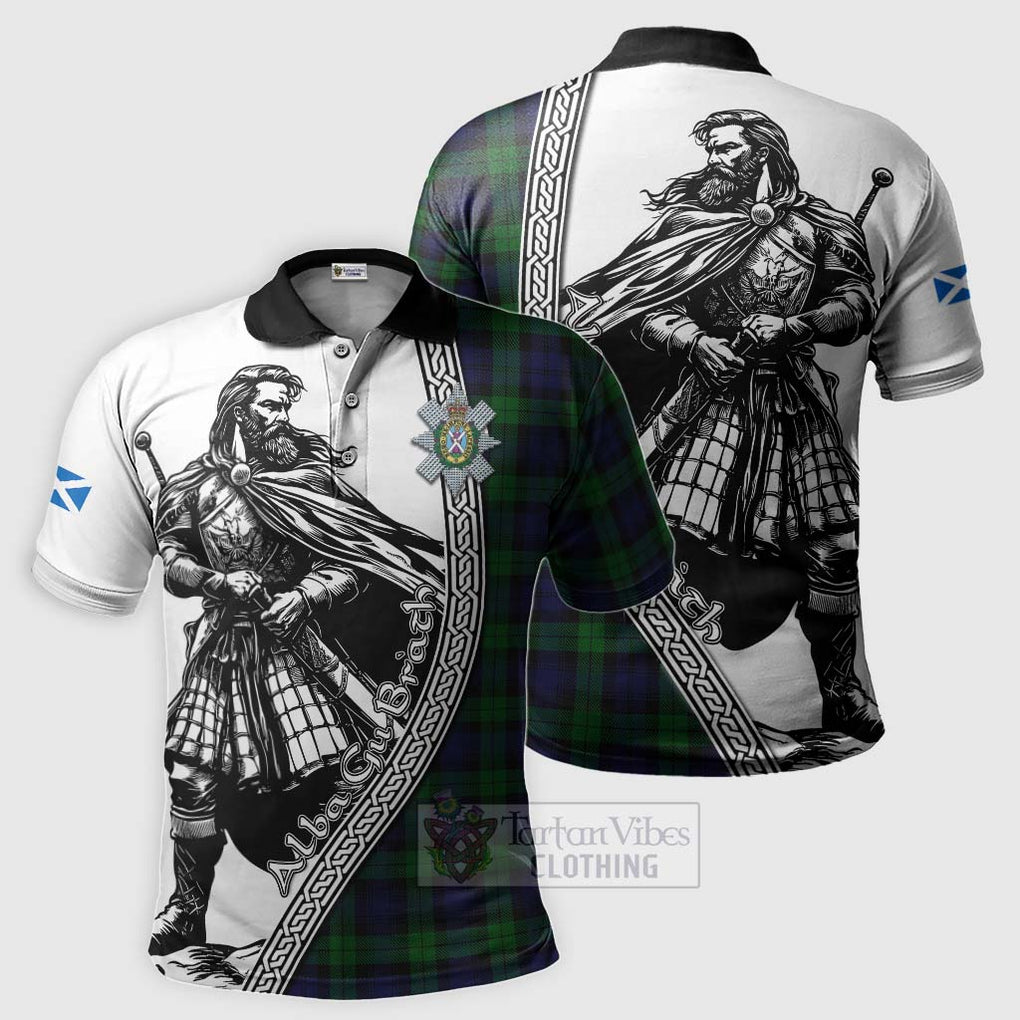 Black Watch Tartan Clan Crest Polo Shirt with Highlander Warrior Celtic Style Kid - Tartan Vibes Clothing