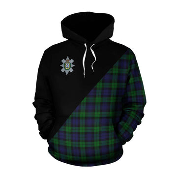 Tartan Vibes Clothing Black Watch Tartan Cotton Hoodie with Family Crest and Military Logo Style