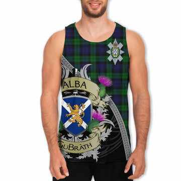 Tartan Vibes Clothing Black Watch Tartan Family Crest Men's Tank Top Lion Rampant Royal Thistle Shield Celtic Inspired