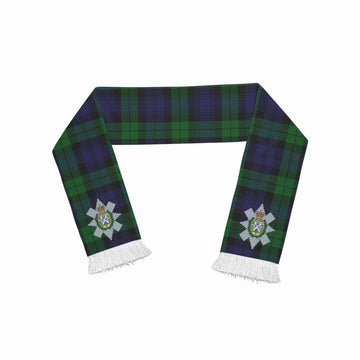 Black Watch Tartan Ruffneck Scarf with Family Crest