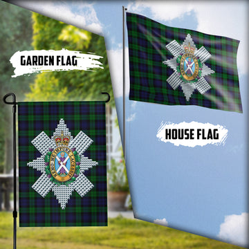 Black Watch Tartan Flag with Family Crest