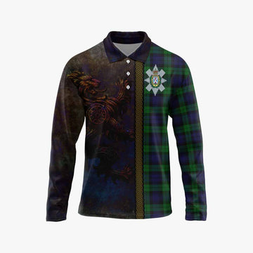 Black Watch Tartan Family Crest Long Sleeve Polo Shirt Alba Gu Brath Be Brave Lion Ancient Style