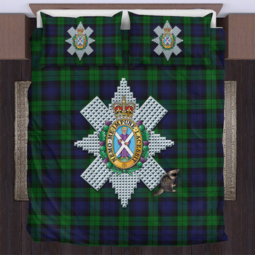 Black Watch Tartan Bedding Set with Family Crest
