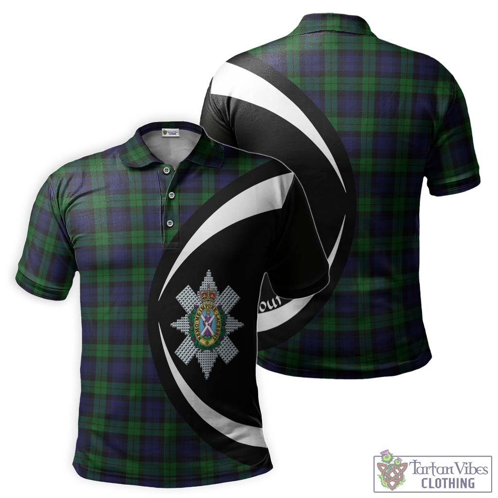 Black Watch Tartan Men's Polo Shirt with Family Crest Circle Style Kid - Tartan Vibes Clothing