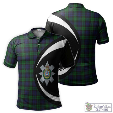 Black Watch Tartan Men's Polo Shirt with Family Crest Circle Style Kid - Tartan Vibes Clothing