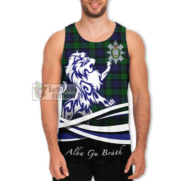 Black Watch Tartan Men's Tank Top with Alba Gu Brath Regal Lion Emblem Men - Tartanvibesclothing Shop