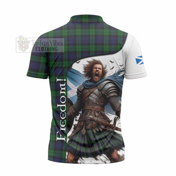 Tartan Vibes Clothing Black Watch Crest Tartan Zipper Polo Shirt Inspired by the Freedom of Scottish Warrior