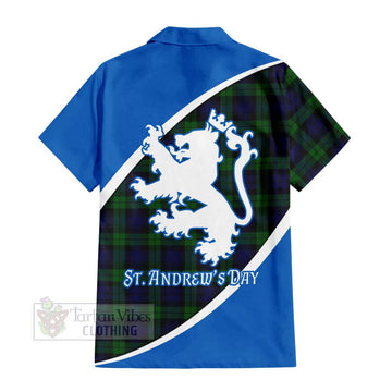 Black Watch Family Crest Tartan Hawaiian Shirt Celebrate Saint Andrew's Day in Style