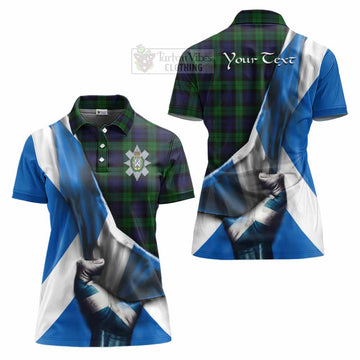 Tartan Vibes Clothing Black Watch Tartan Women's Polo Shirt with Family Crest Scotland Patriotic Style