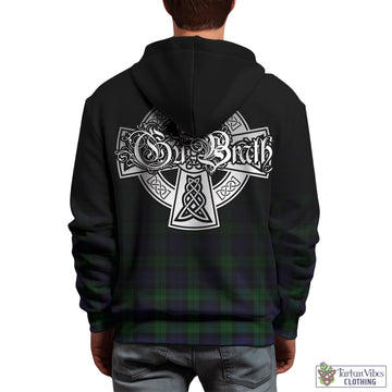 Black Watch Tartan Hoodie Featuring Alba Gu Brath Family Crest Celtic Inspired