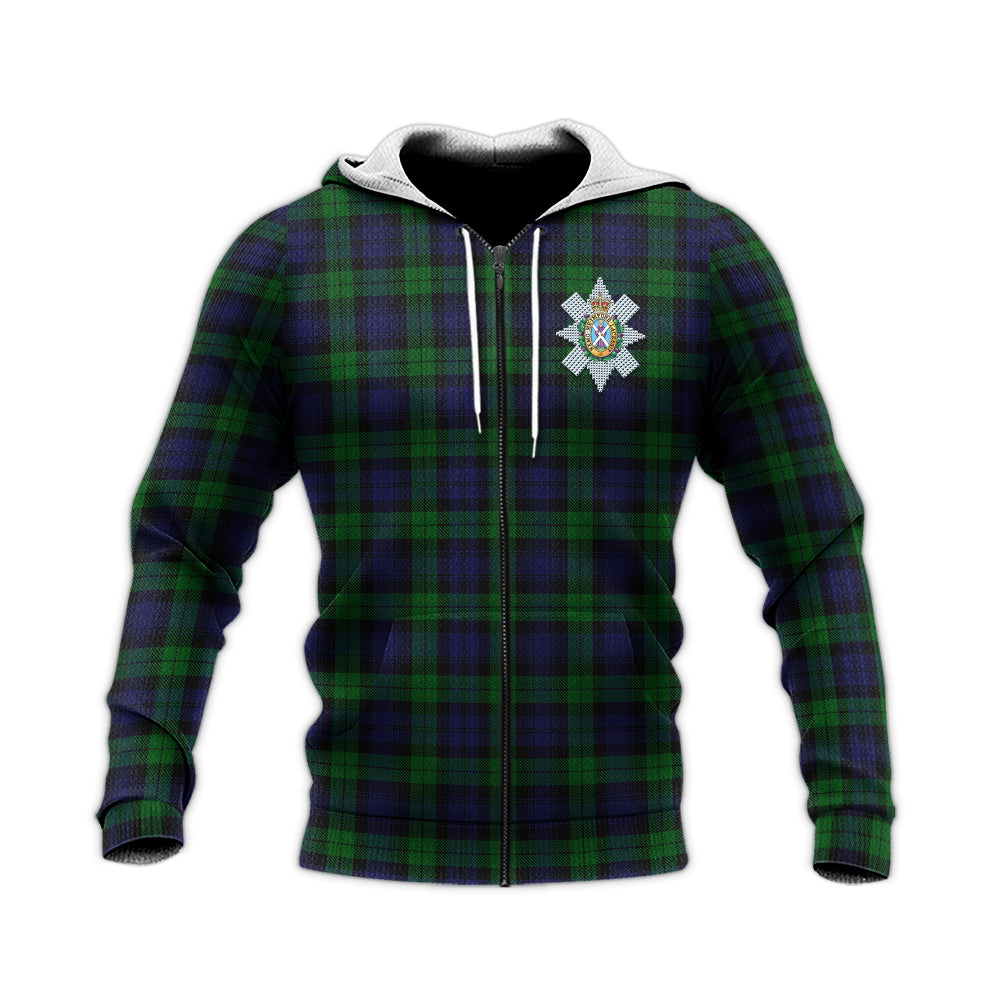 Black Watch Tartan Knitted Hoodie with Family Crest Unisex Knitted Zip Hoodie - Tartanvibesclothing