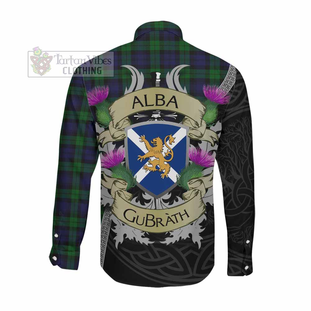 Tartan Vibes Clothing Black Watch Tartan Family Crest Long Sleeve Button Shirt Lion Rampant Royal Thistle Shield Celtic Inspired