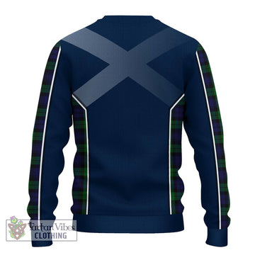 Black Watch Tartan Knitted Sweater with Family Crest and Lion Rampant Vibes Sport Style - Tartan Vibes Clothing
