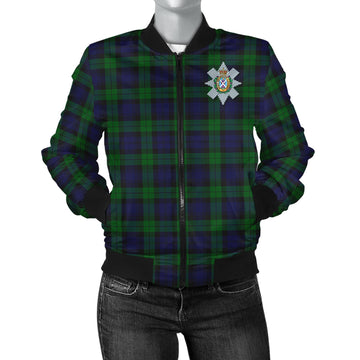 Black Watch Tartan Bomber Jacket with Family Crest